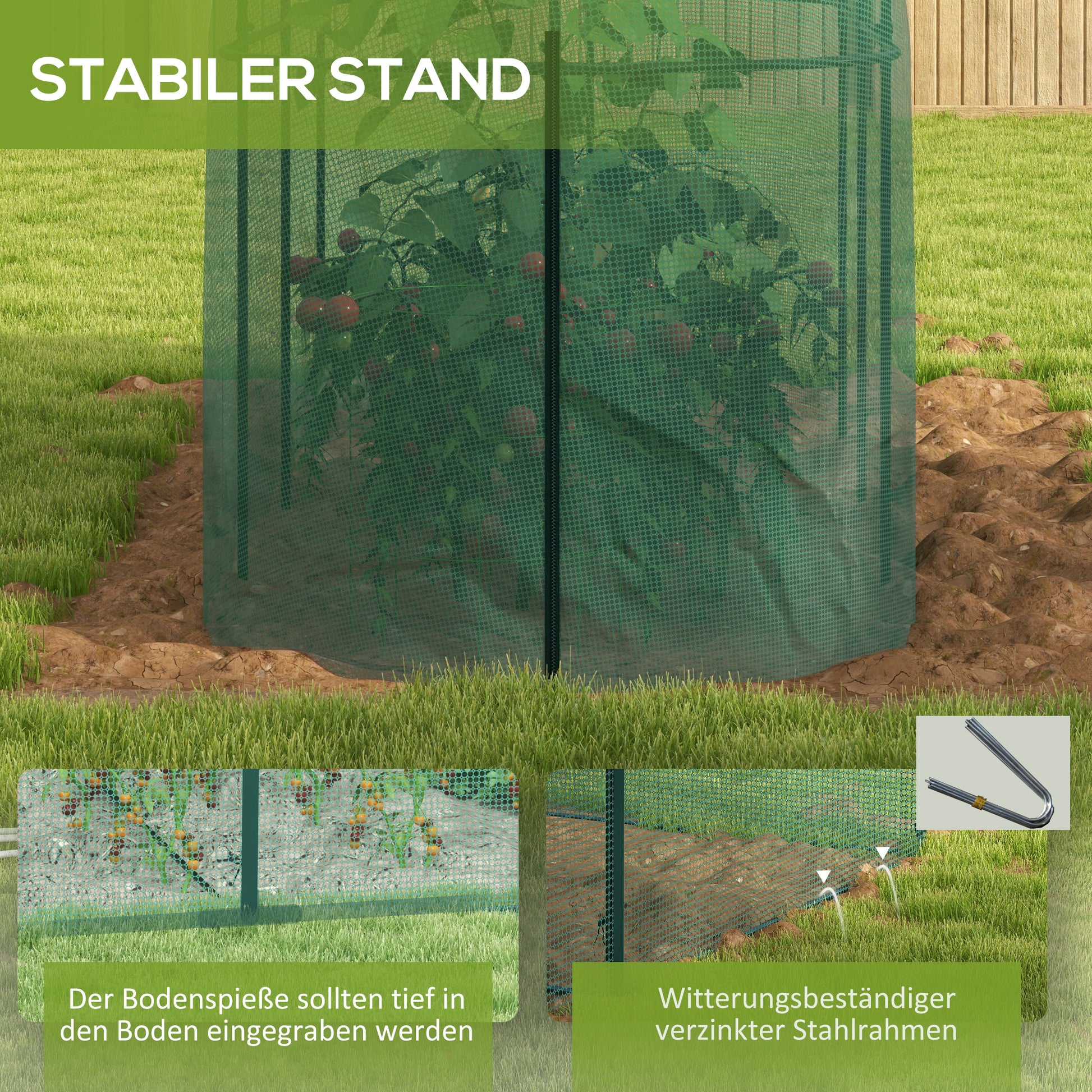 3 x 1 m Garden Net, Plant Protection Tent with Door, Insect Protection Net, Windproof Vegetable Net, Pest Protection Net for Garden, Balcony, Steel, Green
