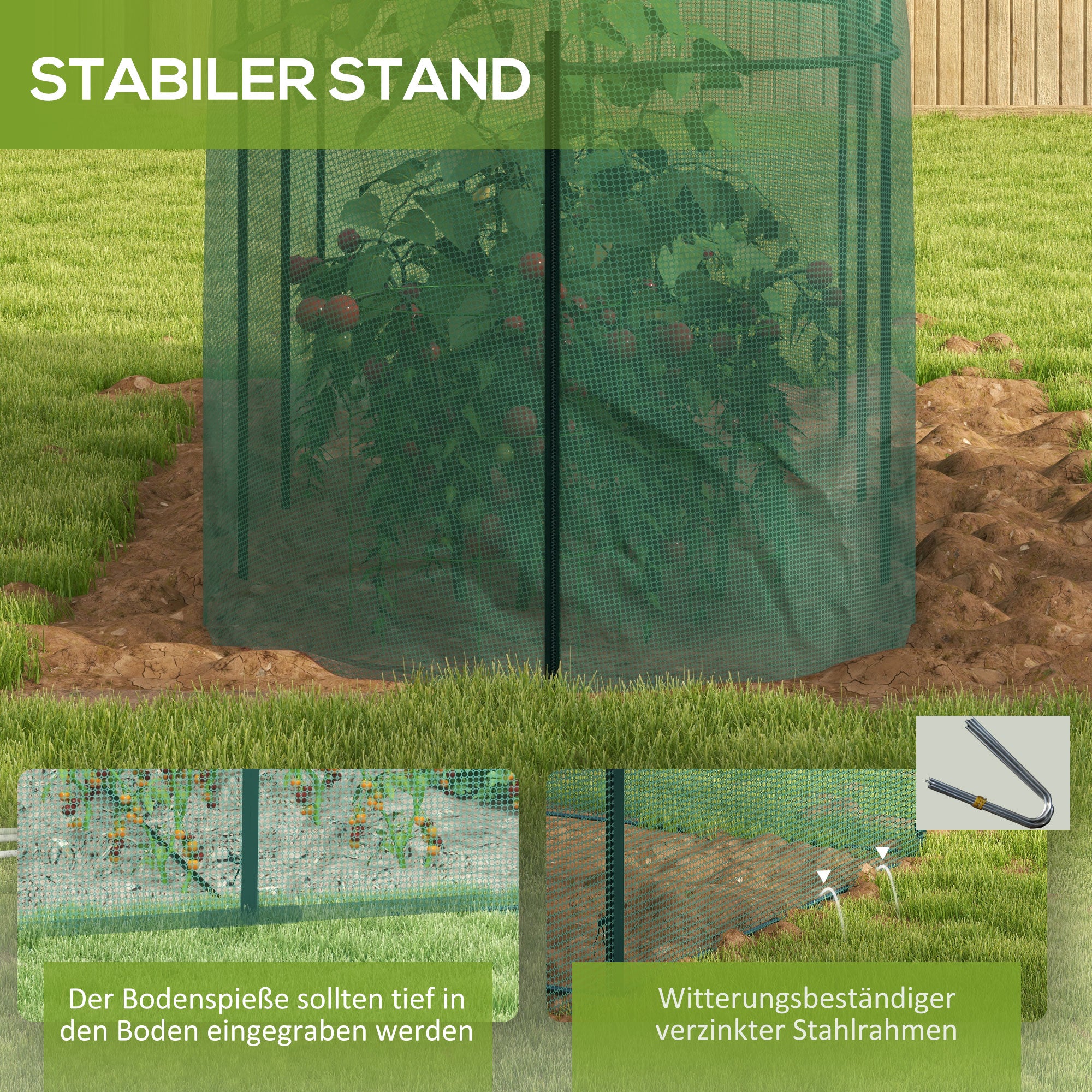 3 x 1 m Garden Net, Plant Protection Tent with Door, Insect Protection Net, Windproof Vegetable Net, Pest Protection Net for Garden, Balcony, Steel, Green