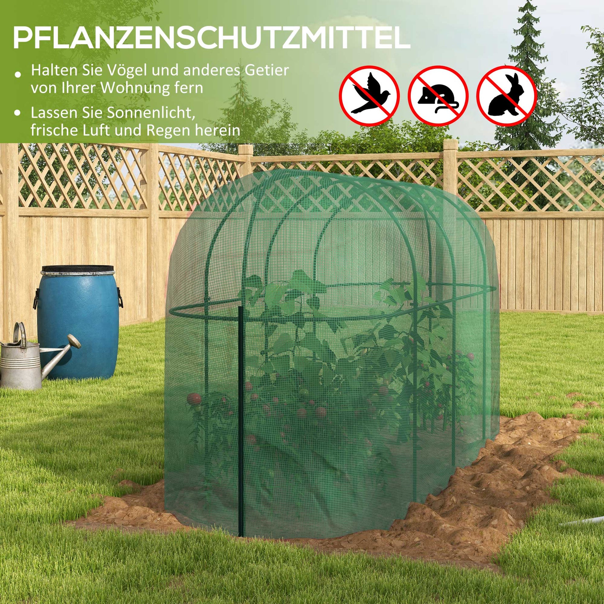 3 x 1 m Garden Net, Plant Protection Tent with Door, Insect Protection Net, Windproof Vegetable Net, Pest Protection Net for Garden, Balcony, Steel, Green