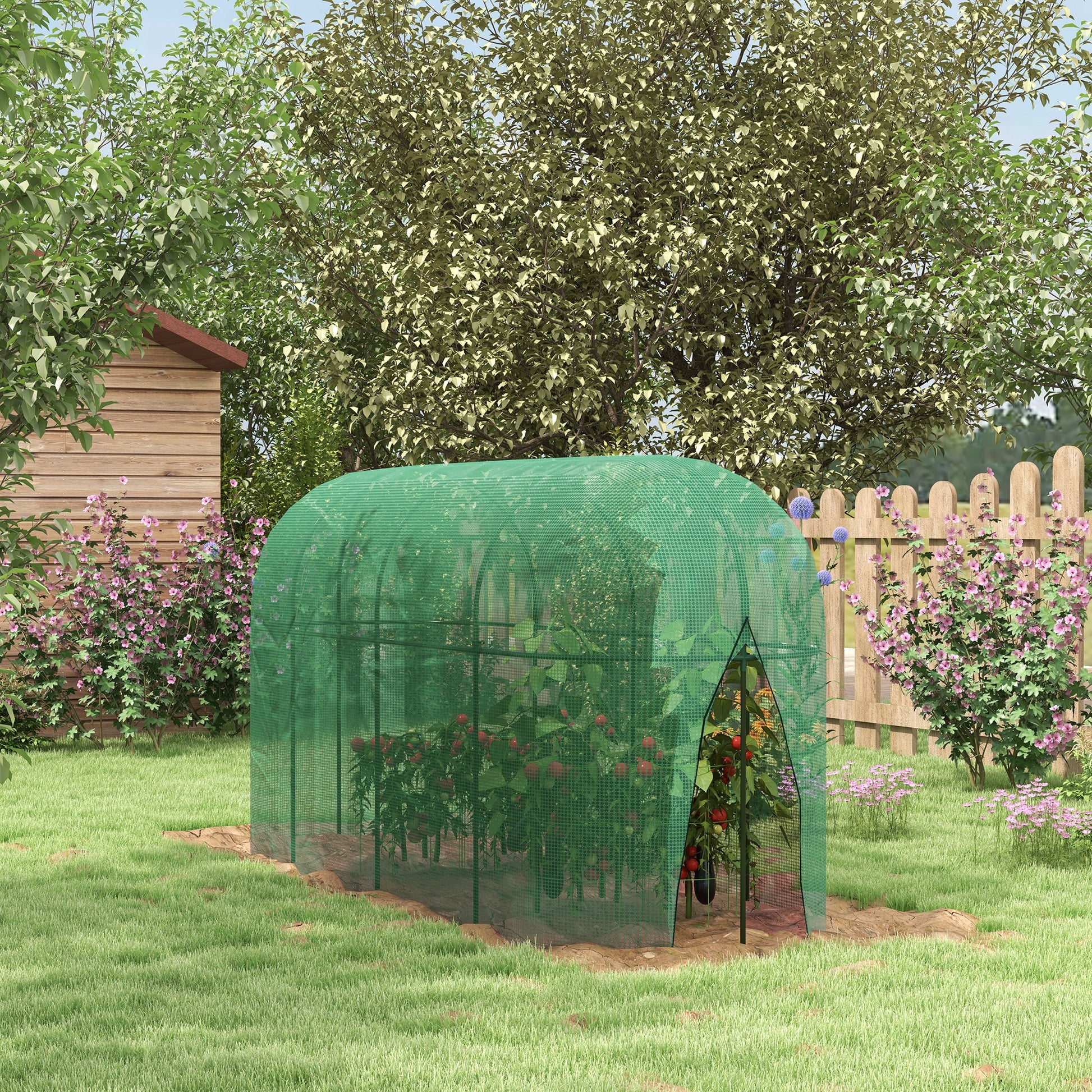 3 x 1 m Garden Net, Plant Protection Tent with Door, Insect Protection Net, Windproof Vegetable Net, Pest Protection Net for Garden, Balcony, Steel, Green