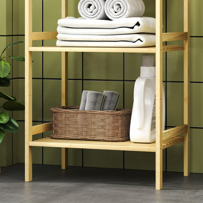 3-Tier Bamboo Bathroom Shelf, 3 Adjustable Shelves in 5 Positions, for Kitchen, Bathroom, Living Room, 43.5 x 31.5 x 80 cm, natural wood