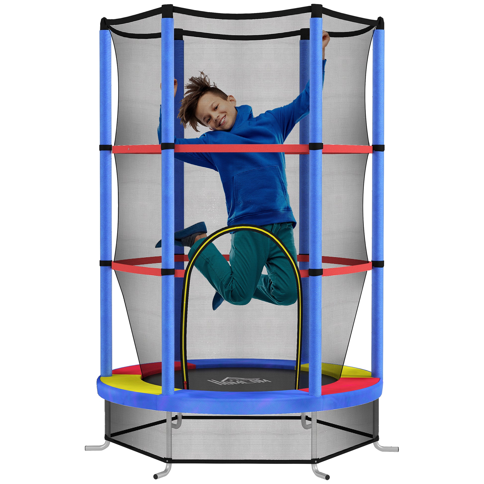 Children's Trampoline, Ø140 cm Trampoline for Children with Safety Net, Garden Trampoline for 3-6 Year Old Children, Indoor, Multicolor