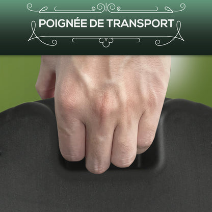 Round Umbrella Stand Base 15 kg Weight in HDPE Plastic Integrated Handle for Ø 24-38 mm Pole Size Ø 46.5 x 31H cm Black