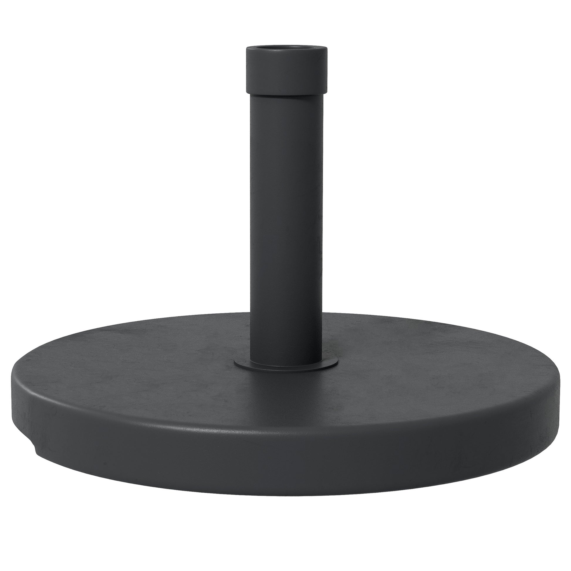 Round Umbrella Stand Base 15 kg Weight in HDPE Plastic Integrated Handle for Ø 24-38 mm Pole Size Ø 46.5 x 31H cm Black