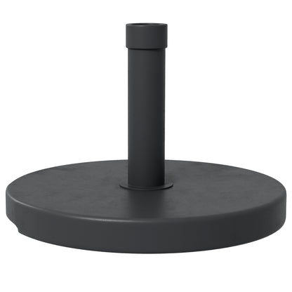 Round Umbrella Stand Base 15 kg Weight in HDPE Plastic Integrated Handle for Ø 24-38 mm Pole Size Ø 46.5 x 31H cm Black