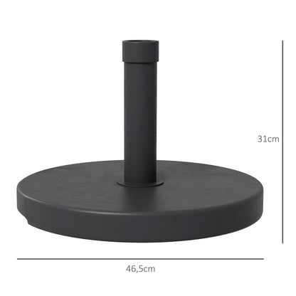 Round Umbrella Stand Base 15 kg Weight in HDPE Plastic Integrated Handle for Ø 24-38 mm Pole Size Ø 46.5 x 31H cm Black