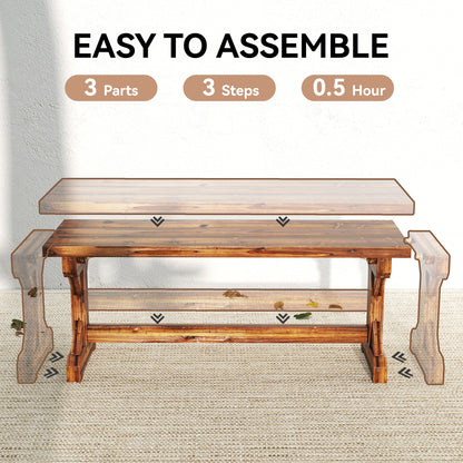 2-Person Weather-Resistant Solid Spruce Garden Bench with X-Base, Charred Finish — 45 x 16 x 18 in, 530 lb Capacity