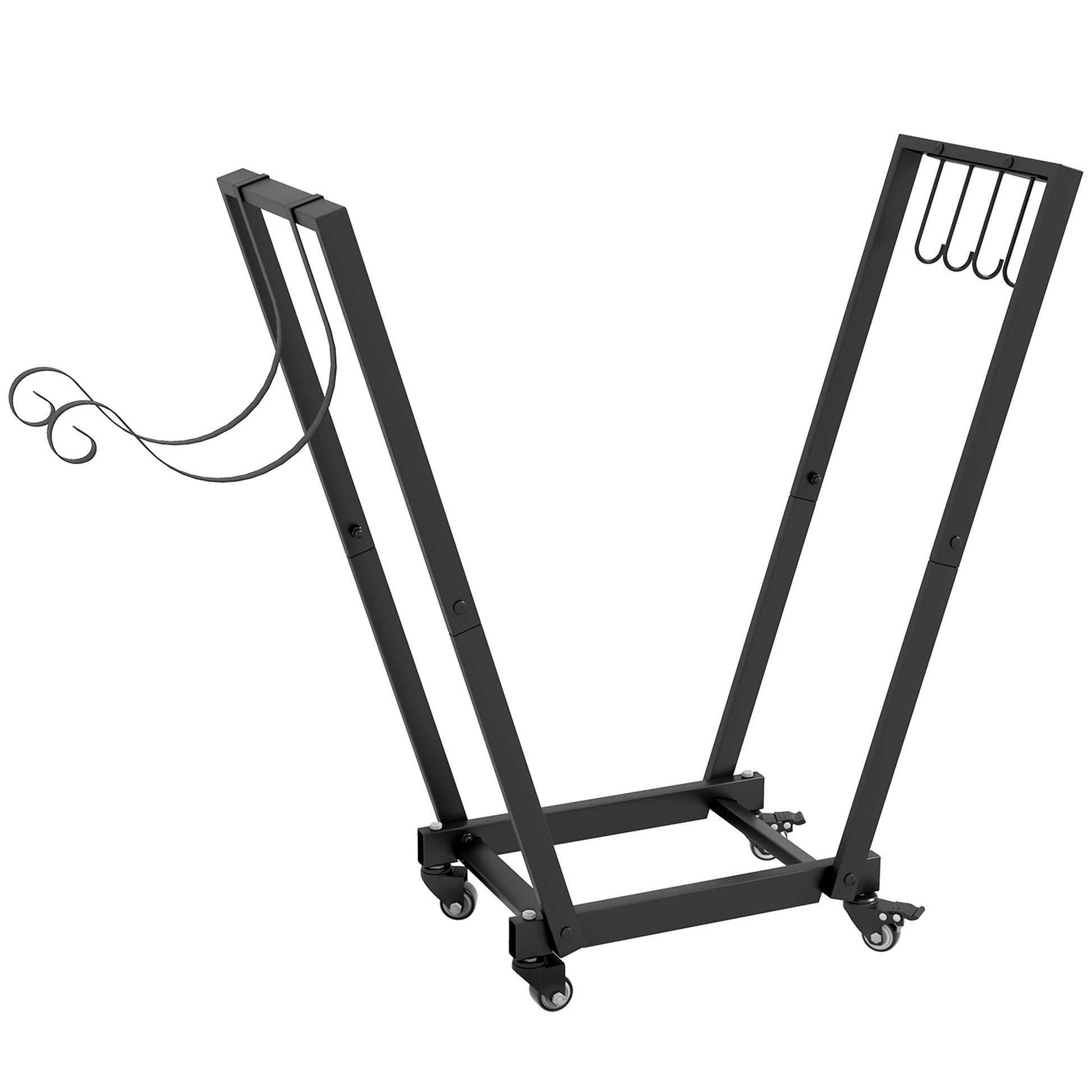 Indoor Log Rack, Indoor Log Holder, with Side Hooks for Storage, Wheels, Inverted Trapezoidal Shape, Max Load of 50 kg, 79 x 30 x 81 cm, Metal, Black