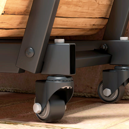 Indoor Log Rack, Indoor Log Holder, with Side Hooks for Storage, Wheels, Inverted Trapezoidal Shape, Max Load of 50 kg, 79 x 30 x 81 cm, Metal, Black