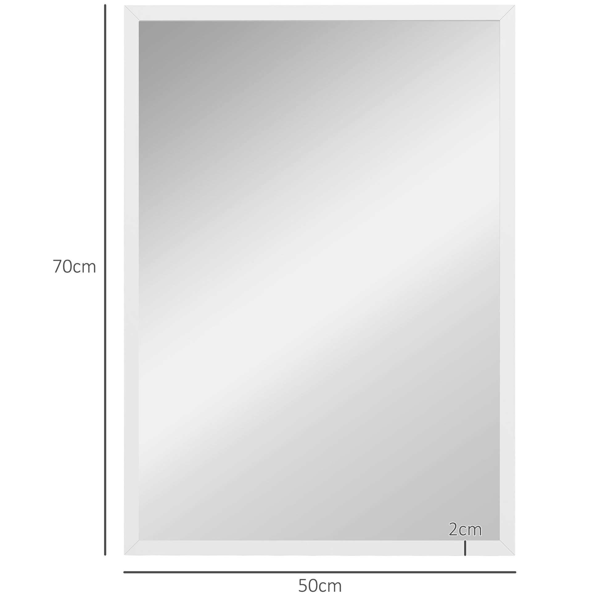 Rectangular Mirror 50x70 cm Bathroom Mirror Decorative Wall Mirror for Living Room Entryway Hallway Horizontal or Vertical White
