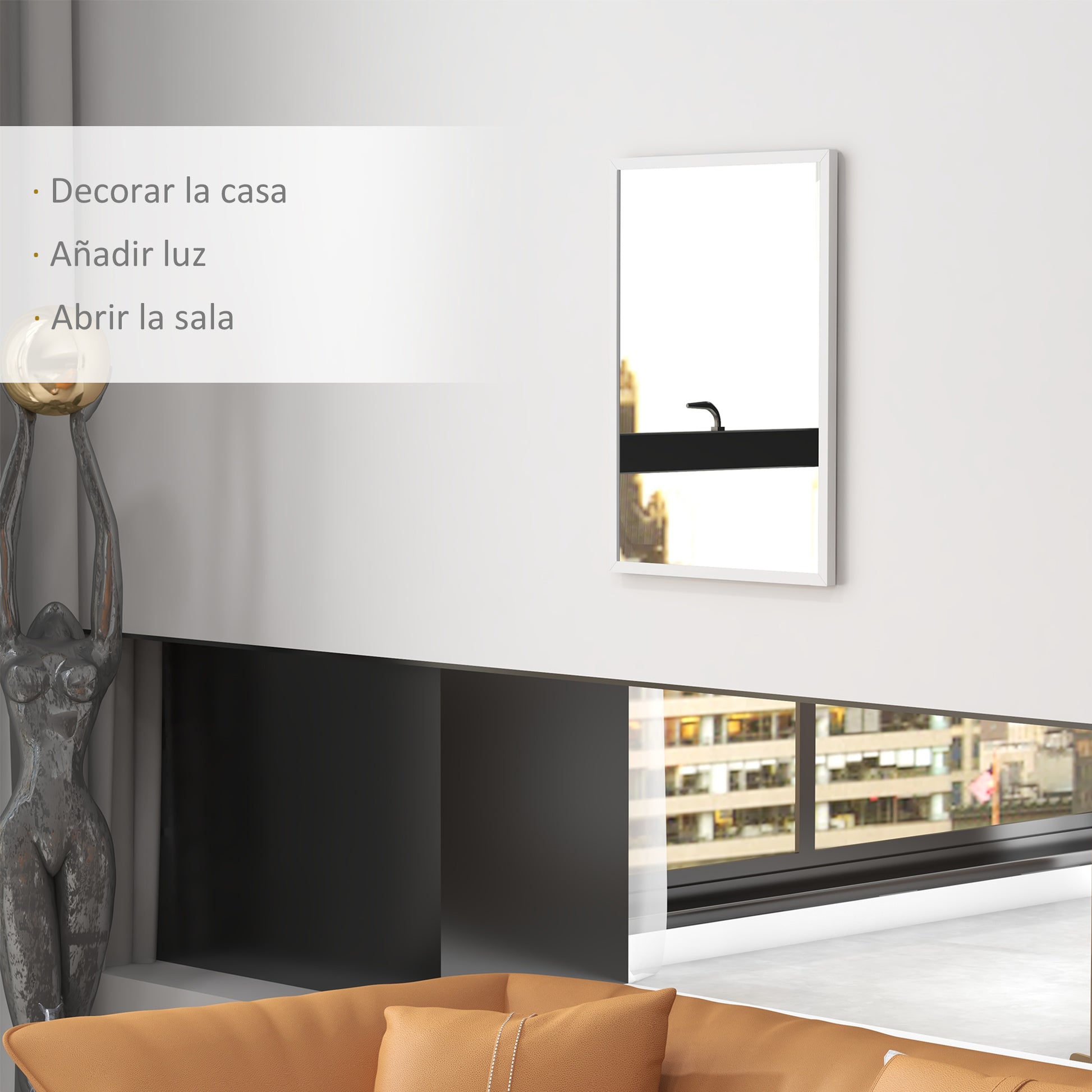 Rectangular Mirror 50x70 cm Bathroom Mirror Decorative Wall Mirror for Living Room Entryway Hallway Horizontal or Vertical White