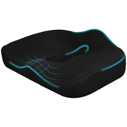 Orthopedic Seat Cushion Ergonomic Memory Foam Coccyx Cushion for Sciatica, Office Chair, Car Seat & More, Black