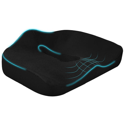 Orthopedic Seat Cushion Ergonomic Memory Foam Coccyx Cushion for Sciatica, Office Chair, Car Seat & More, Black