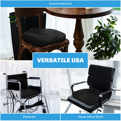 Orthopedic Seat Cushion Ergonomic Memory Foam Coccyx Cushion for Sciatica, Office Chair, Car Seat & More, Black