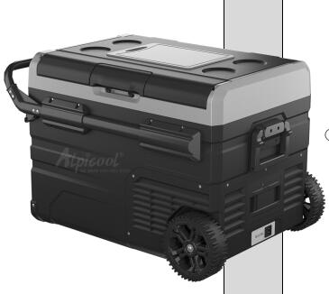 Portable Cooler Box 40L with LED Lighting Compressor Car Fridge with Handles Transport Wheels Boat Camper Travel 12/24V DC and 110-240V AC Grey+Black
