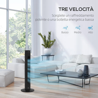 45W Tower Fan with 4 Modes and 3 Speeds with 12h Timer, ABS Floor Fan with Remote Control and Air Filters, Ø31.5x93 cm, Black