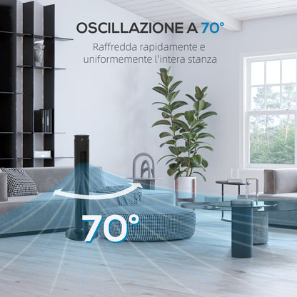 45W Tower Fan with 4 Modes and 3 Speeds with 12h Timer, ABS Floor Fan with Remote Control and Air Filters, Ø31.5x93 cm, Black