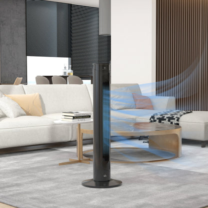 45W Tower Fan with 4 Modes and 3 Speeds with 12h Timer, ABS Floor Fan with Remote Control and Air Filters, Ø31.5x93 cm, Black