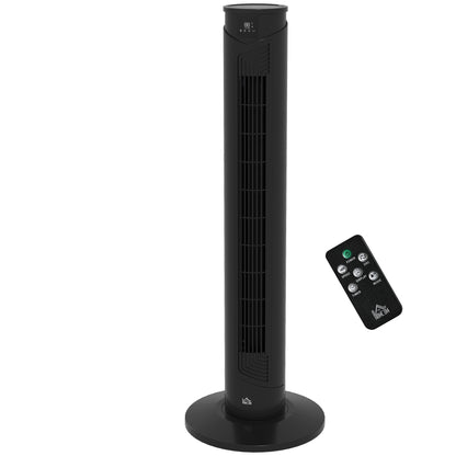 45W Tower Fan with 4 Modes and 3 Speeds with 12h Timer, ABS Floor Fan with Remote Control and Air Filters, Ø31.5x93 cm, Black
