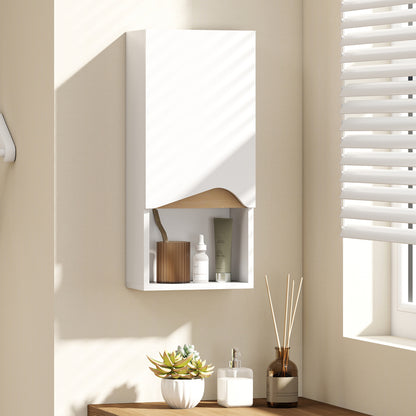 Wall-Mounted Bathroom Cabinet — Soft-Close Door, Adjustable Shelves & Open Compartment, 30 x 17 x 67 cm (11.8" x 6.7" x 26.4") — White