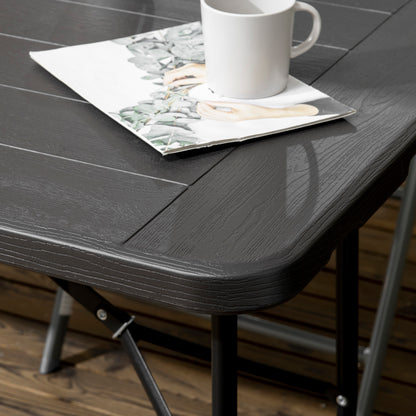 Garden Table Folding Table for 6 People, Buffet Table with Steel Frame, Terrace Table in Wood Look, HDPE, 180 x 75.5 x 73 cm, Dark Gray