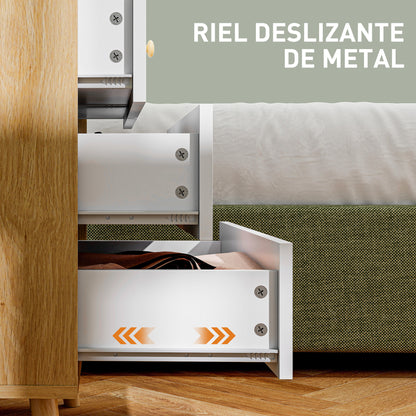 4-Drawer Chest Dresser for Bedroom with Wooden Handles, Narrow Chest of Drawers for Living Room Hallway 60x35x65 cm Oak and White