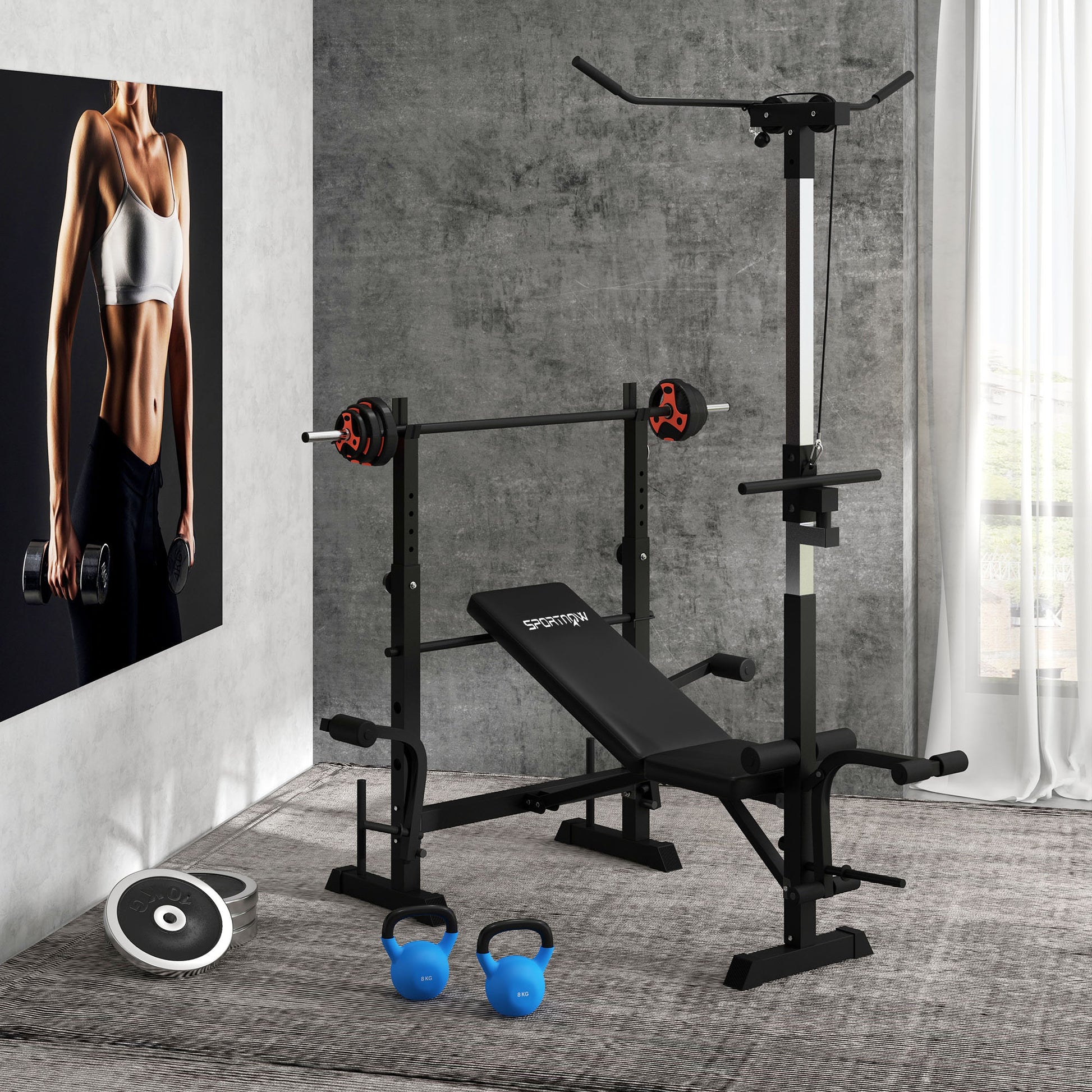 SPORTNOW Dumbbell Set 20 kg Adjustable Barbell Set with Non-Slip Grip Dumbbells with Connecting Rod Barbell Workout Weights Dumbbell Set for Home