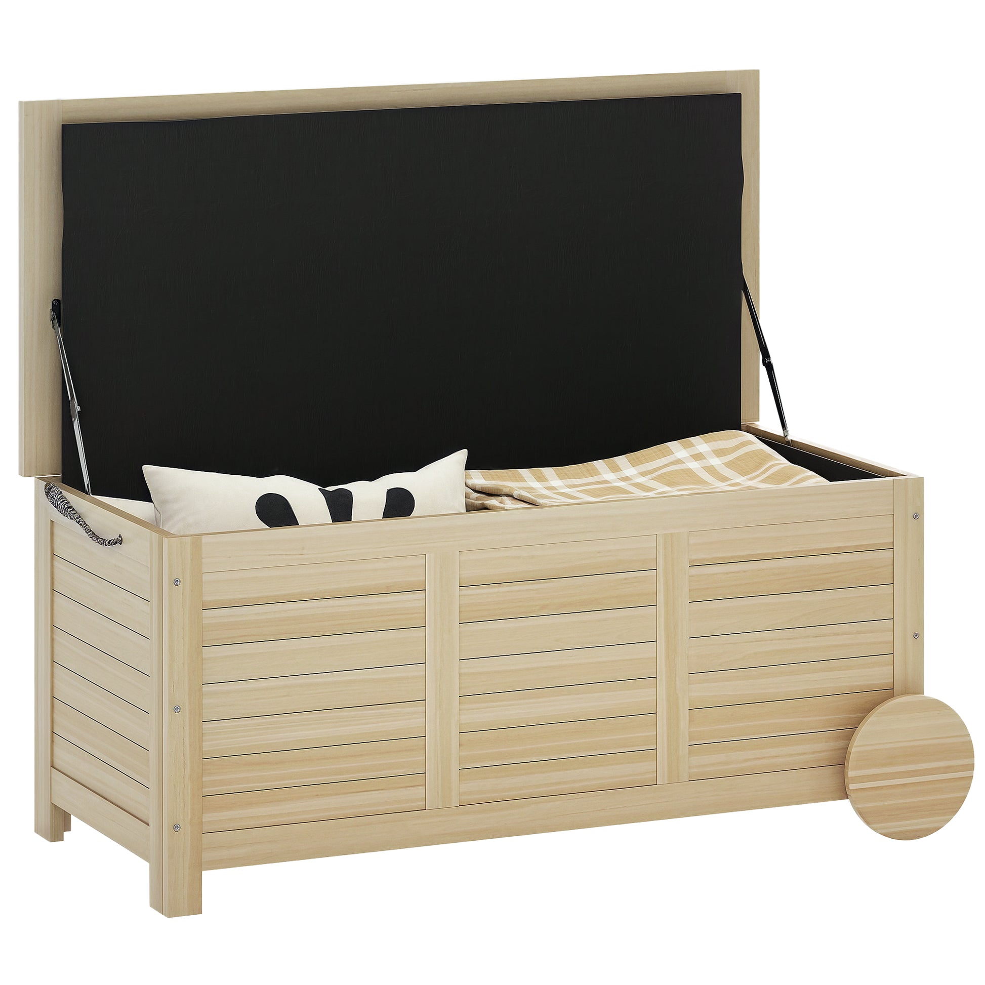Cushion Box 185 L Storage Waterproof Garden Box with Wheels Wood Weatherproof UV Resistant Cushion Box Storage Chest for Outdoor Garden Balcony Natural Wood