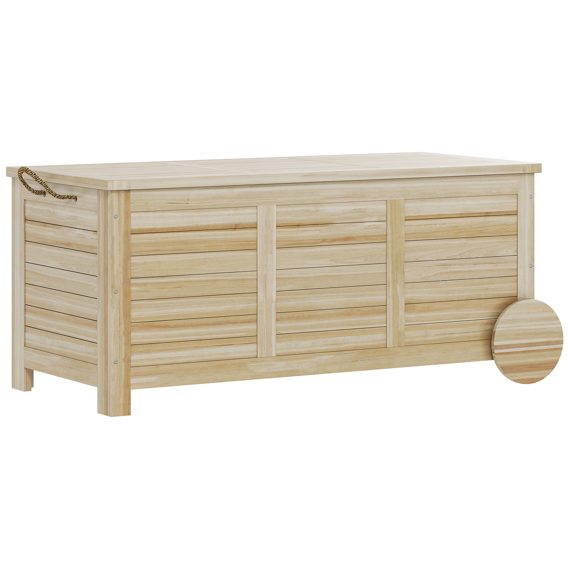 Cushion Box 185 L Storage Waterproof Garden Box with Wheels Wood Weatherproof UV Resistant Cushion Box Storage Chest for Outdoor Garden Balcony Natural Wood