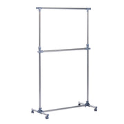 Adjustable Height and Width Coat Rack Stand, 4 Swivel Wheels, Stainless Steel and ABS, 165x48x180cm