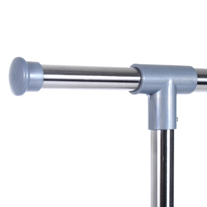 Adjustable Height and Width Coat Rack Stand, 4 Swivel Wheels, Stainless Steel and ABS, 165x48x180cm