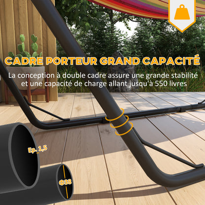 2-Person Hammock Stand — Adjustable Portable Metal Frame, Weather-Resistant, Fits 9–14.1 ft Hammocks, 551 lb Capacity, Black