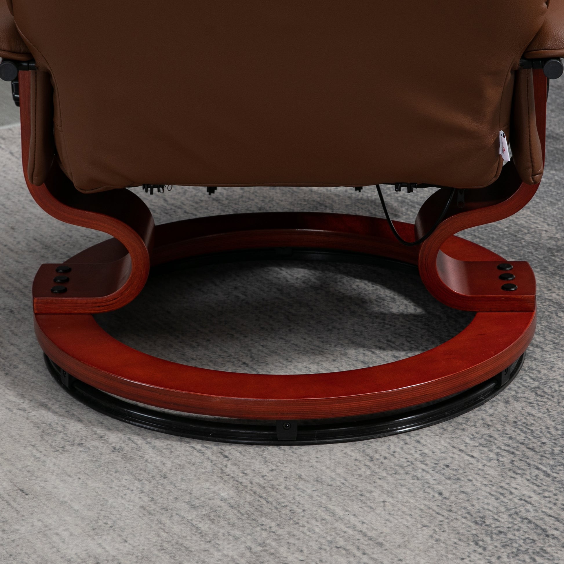 Recliner Chair Swivel TV Armchair with Reclining Function, Footrest, Recliner with Armrest, Wooden Legs for Living Room, Bedroom, Faux Leather, Brown