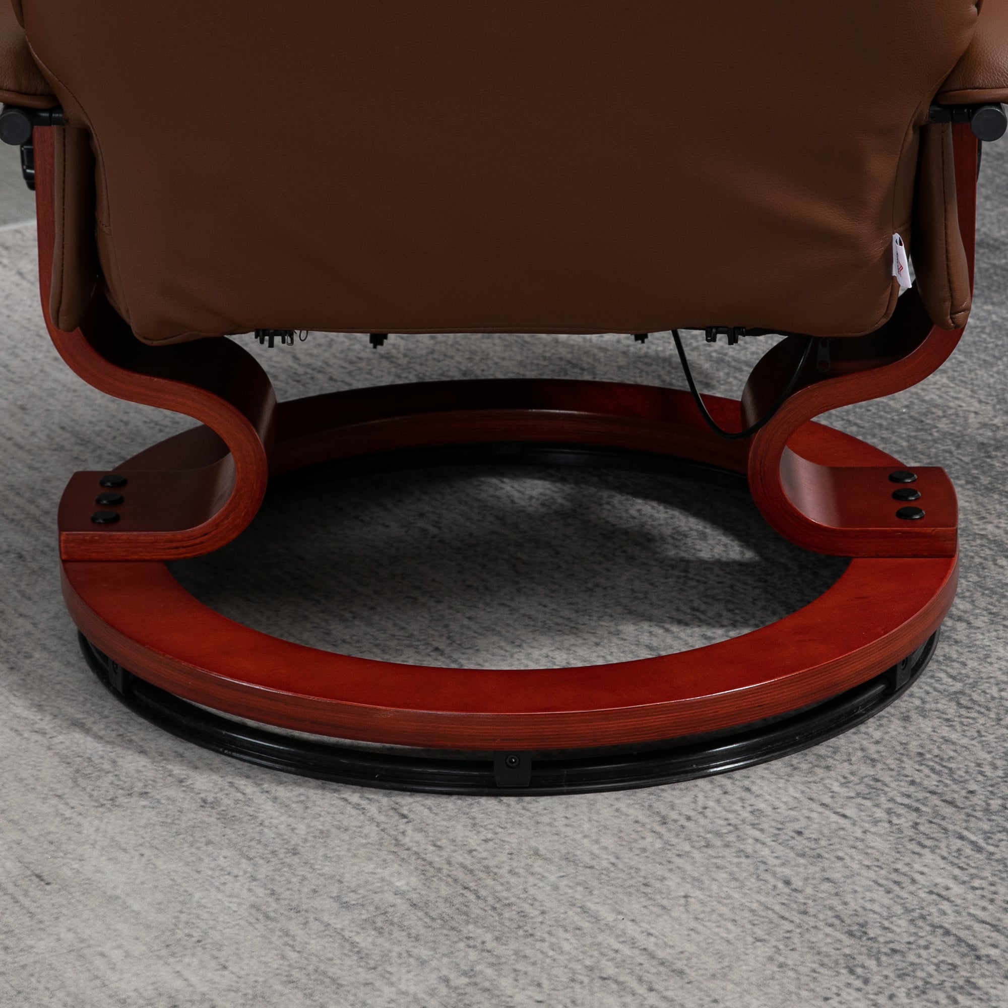 Recliner Chair Swivel TV Armchair with Reclining Function, Footrest, Recliner with Armrest, Wooden Legs for Living Room, Bedroom, Faux Leather, Brown