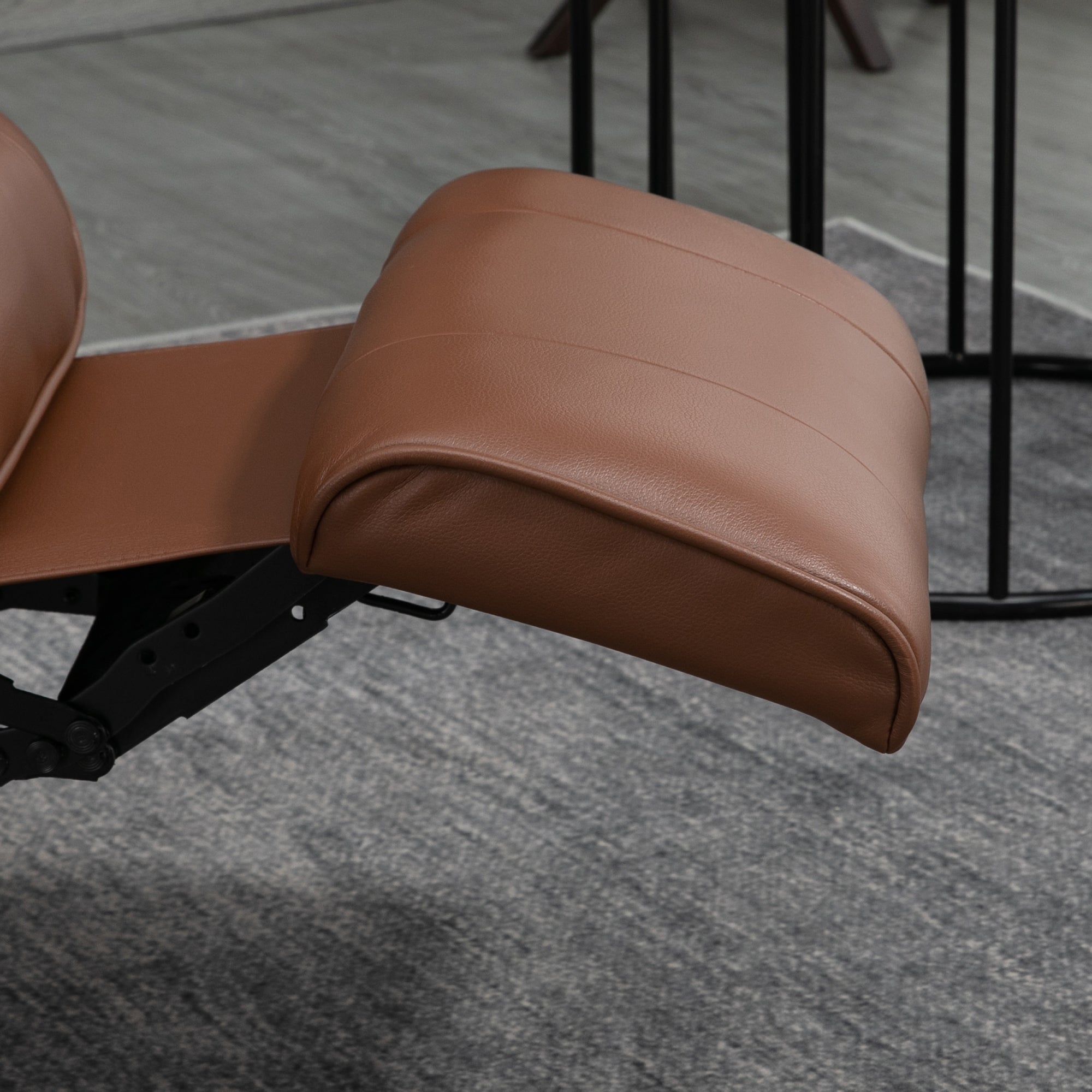 Recliner Chair Swivel TV Armchair with Reclining Function, Footrest, Recliner with Armrest, Wooden Legs for Living Room, Bedroom, Faux Leather, Brown