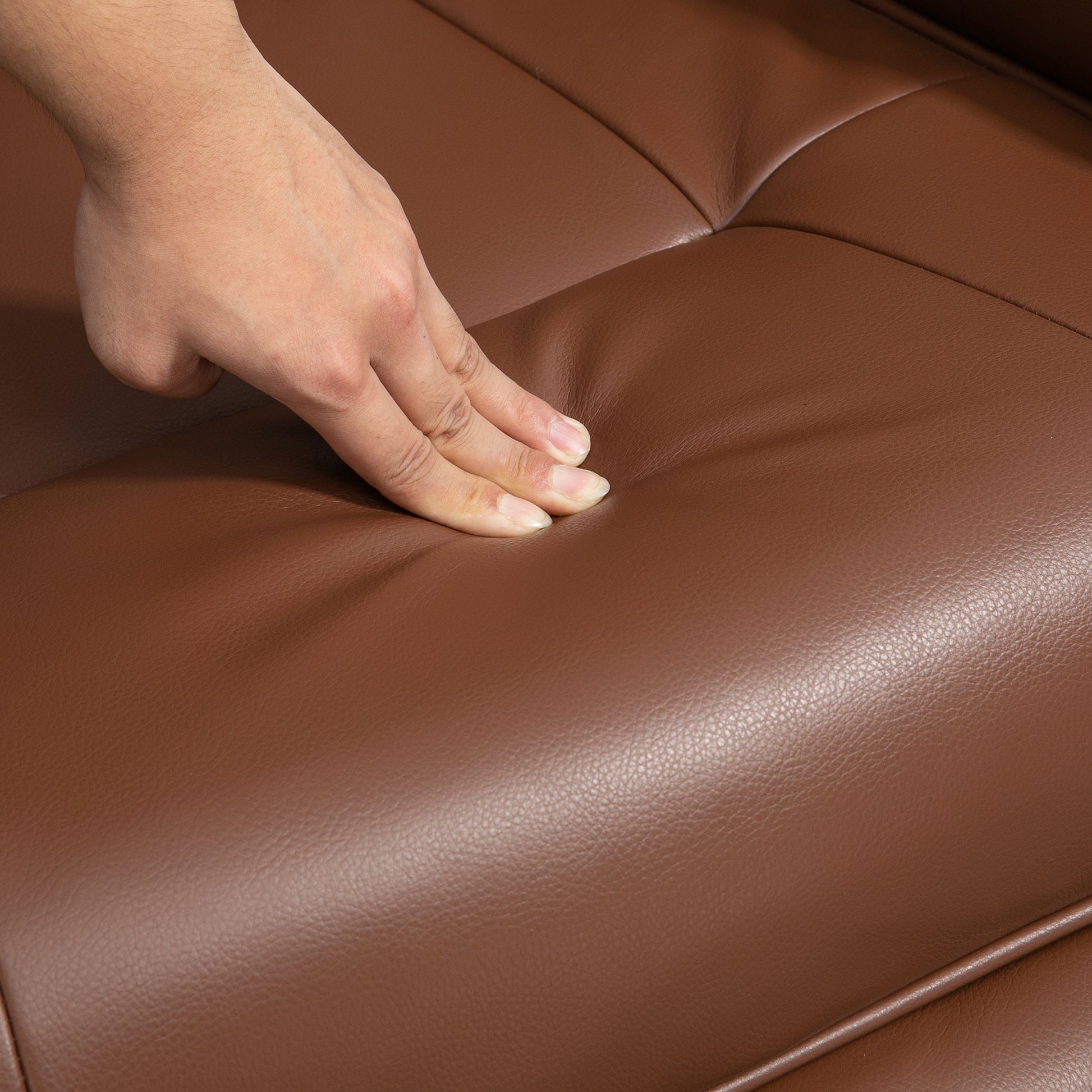 Recliner Chair Swivel TV Armchair with Reclining Function, Footrest, Recliner with Armrest, Wooden Legs for Living Room, Bedroom, Faux Leather, Brown