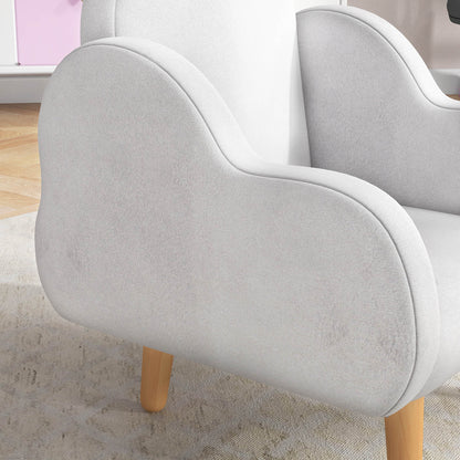 ZONEKIZ Children's Armchair Infant Armchair Cloud Design with Super Soft Touch and 4 Legs for Children 18-36 Months Load 88 lbs 18.1x20x21.7 inches White