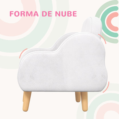 ZONEKIZ Children's Armchair Infant Armchair Cloud Design with Super Soft Touch and 4 Legs for Children 18-36 Months Load 88 lbs 18.1x20x21.7 inches White