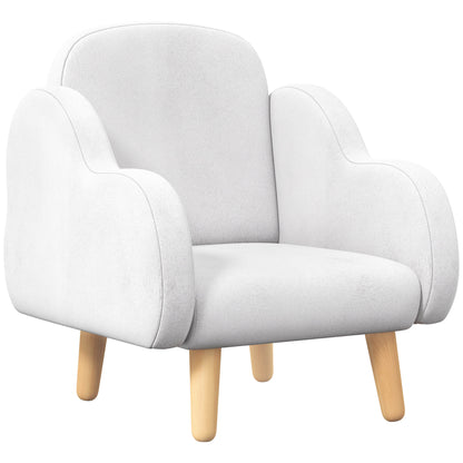 ZONEKIZ Children's Armchair Infant Armchair Cloud Design with Super Soft Touch and 4 Legs for Children 18-36 Months Load 88 lbs 18.1x20x21.7 inches White