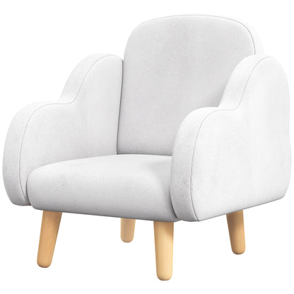 ZONEKIZ Children's Armchair Infant Armchair Cloud Design with Super Soft Touch and 4 Legs for Children 18-36 Months Load 88 lbs 18.1x20x21.7 inches White