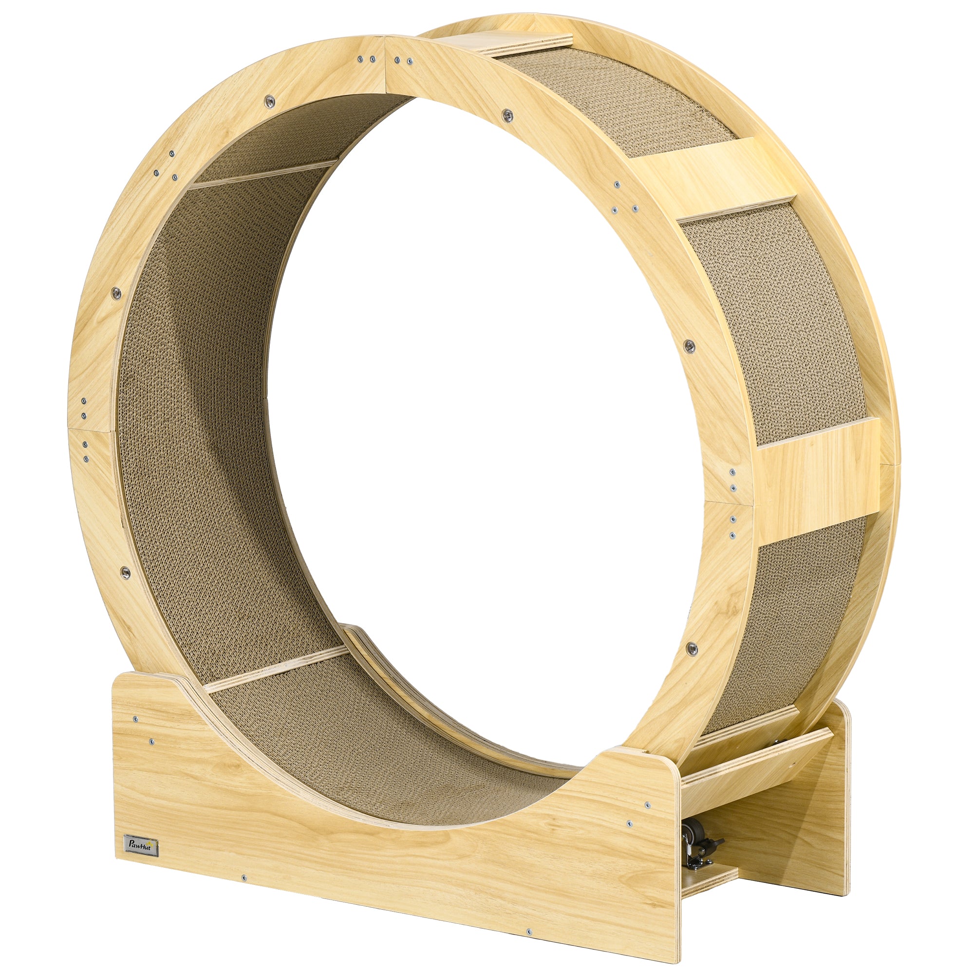 Cat Exercise Wheel 91cm Diameter Cat Wheel with Brake Track Scratching Board, Cat Wheel Treadmill for Weight Loss & Health, Oak
