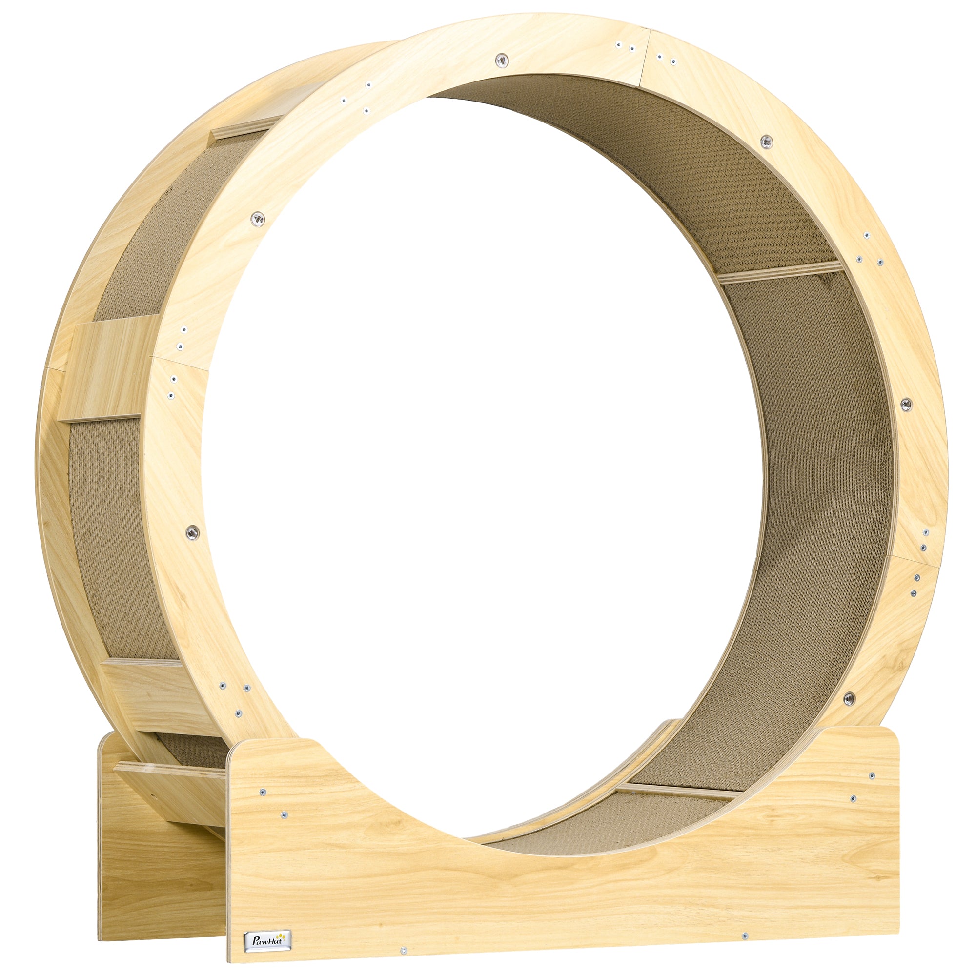 Cat Exercise Wheel 91cm Diameter Cat Wheel with Brake Track Scratching Board, Cat Wheel Treadmill for Weight Loss & Health, Oak