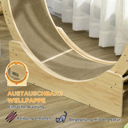 Cat Exercise Wheel 91cm Diameter Cat Wheel with Brake Track Scratching Board, Cat Wheel Treadmill for Weight Loss & Health, Oak