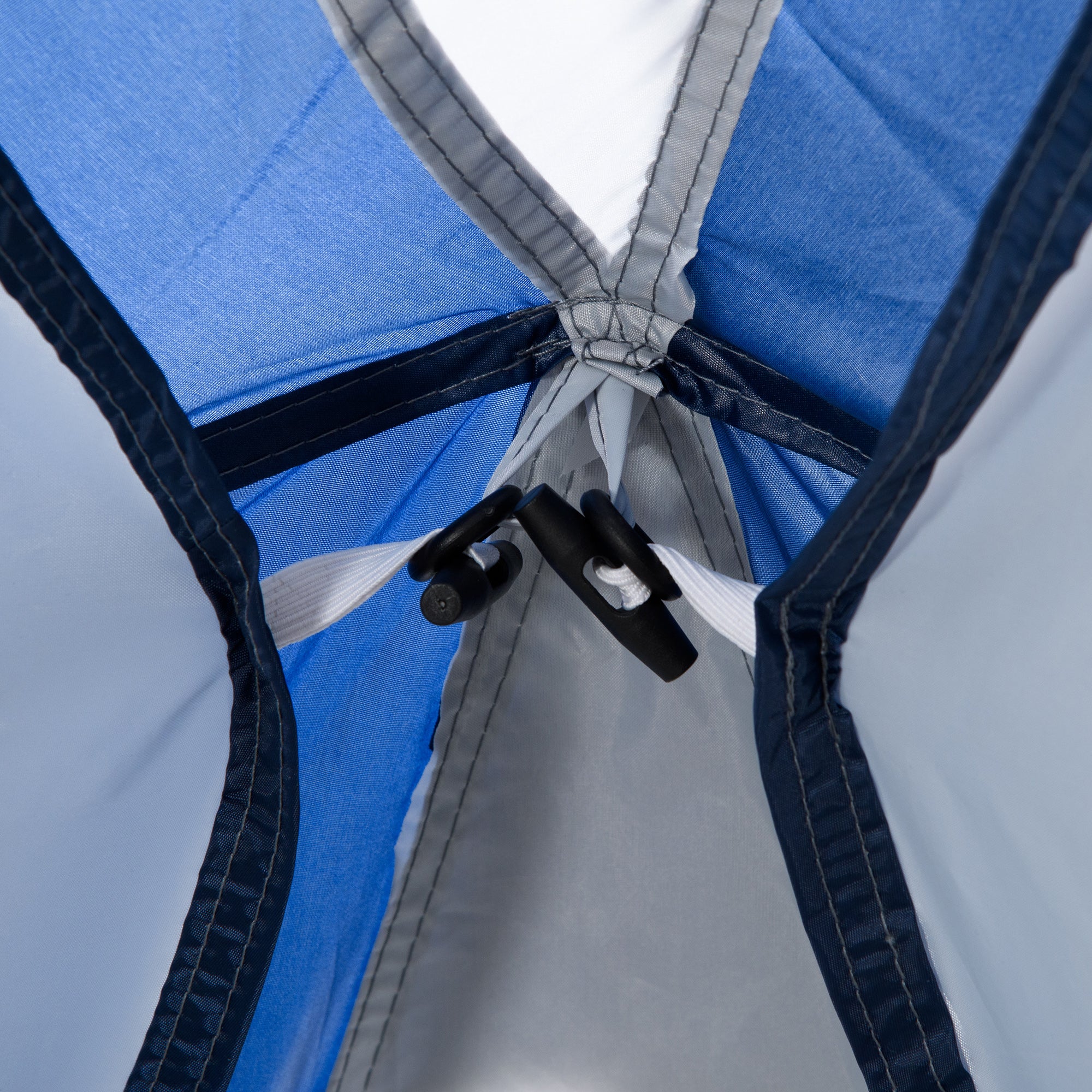 Family Dome Camping Tent for 6-8 People with 4 Zippered Mesh Doors, Removable Oxford Cloth, Hook for Lamp, Carrying Bag 350L x 350W x 230H cm - white and blue