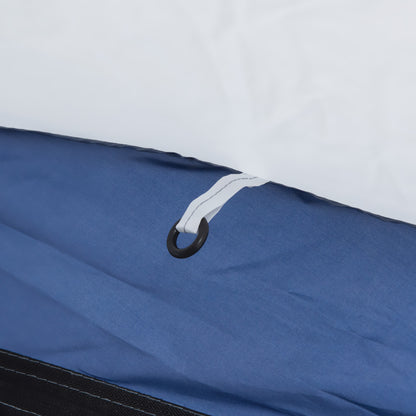 Family Dome Camping Tent for 6-8 People with 4 Zippered Mesh Doors, Removable Oxford Cloth, Hook for Lamp, Carrying Bag 350L x 350W x 230H cm - white and blue