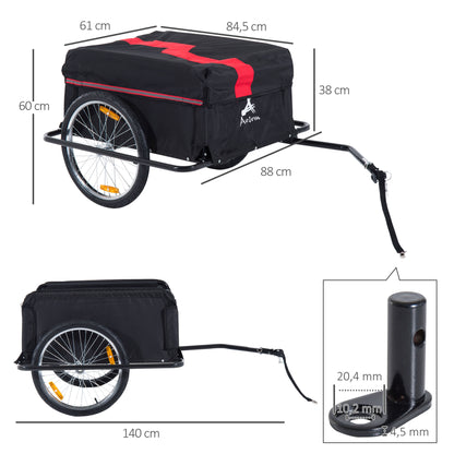 Folding Bicycle Trailer Cargo Trailer with Coupling, Load Capacity up to 40 kg, Cargo Trailer for Bicycles Handcart 140 x 88 x 60 cm