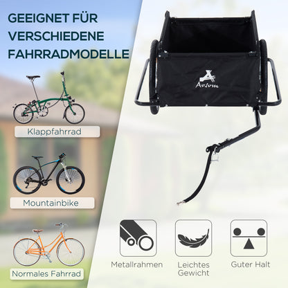 Folding Bicycle Trailer Cargo Trailer with Coupling, Load Capacity up to 40 kg, Cargo Trailer for Bicycles Handcart 140 x 88 x 60 cm