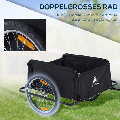 Folding Bicycle Trailer Cargo Trailer with Coupling, Load Capacity up to 40 kg, Cargo Trailer for Bicycles Handcart 140 x 88 x 60 cm
