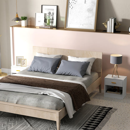 Set of 2 Modern Bedside Tables with Drawer and Open Shelf, Particle Board Bedside Tables, 39x28x41 cm, White