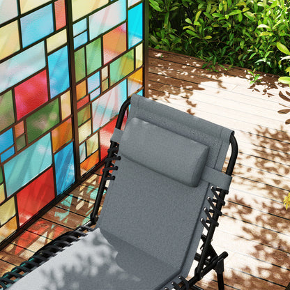 Foldable Sun Lounger Garden Lounger with Headrest Side Pocket, Padded Sun Lounger with 5-Position Adjustable Backrest, Weatherproof Camping Lounger up to 120 kg Load, for Garden Beach Dark Gray